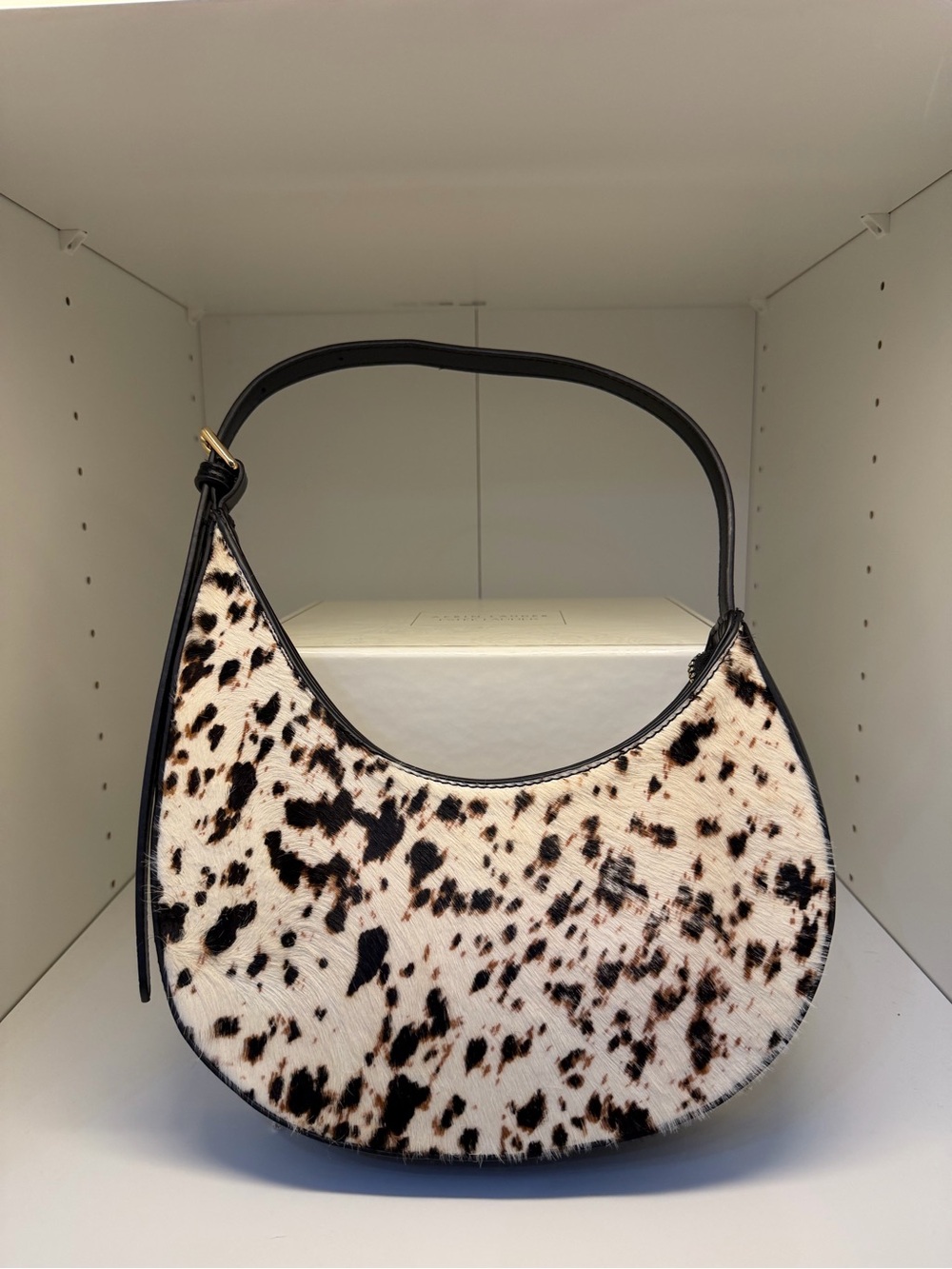 ASOS Black and White Cow Print Crescent Shoulder Bag